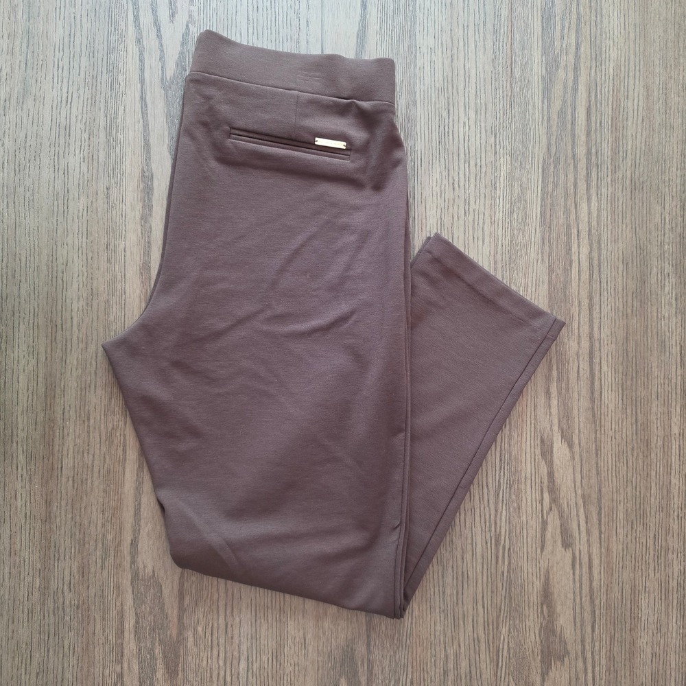 Michael Michael Kors Brown Stretch Ponte Pull On Straight Leg Pants Large